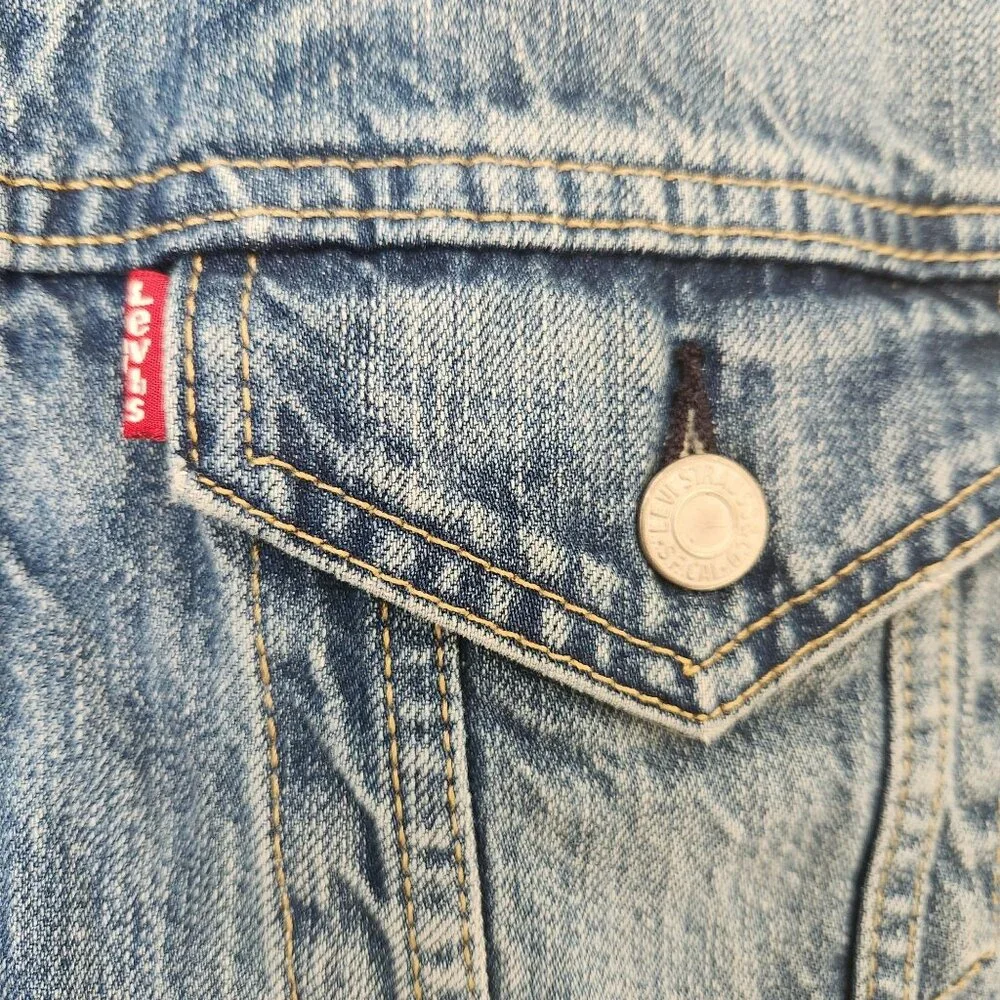 Retro Levi's Strauss Blue Denim Jacket CA00342 Trucker Casual Unisex Large - Picture 6 of 15